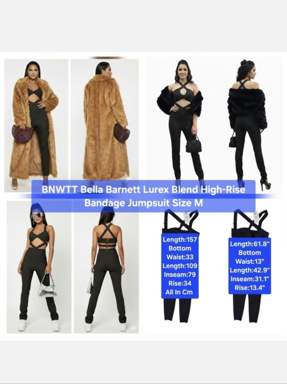 BNWTT Bella Barnett Lurex Blend High-Rise Bandage Jumpsuit Size M